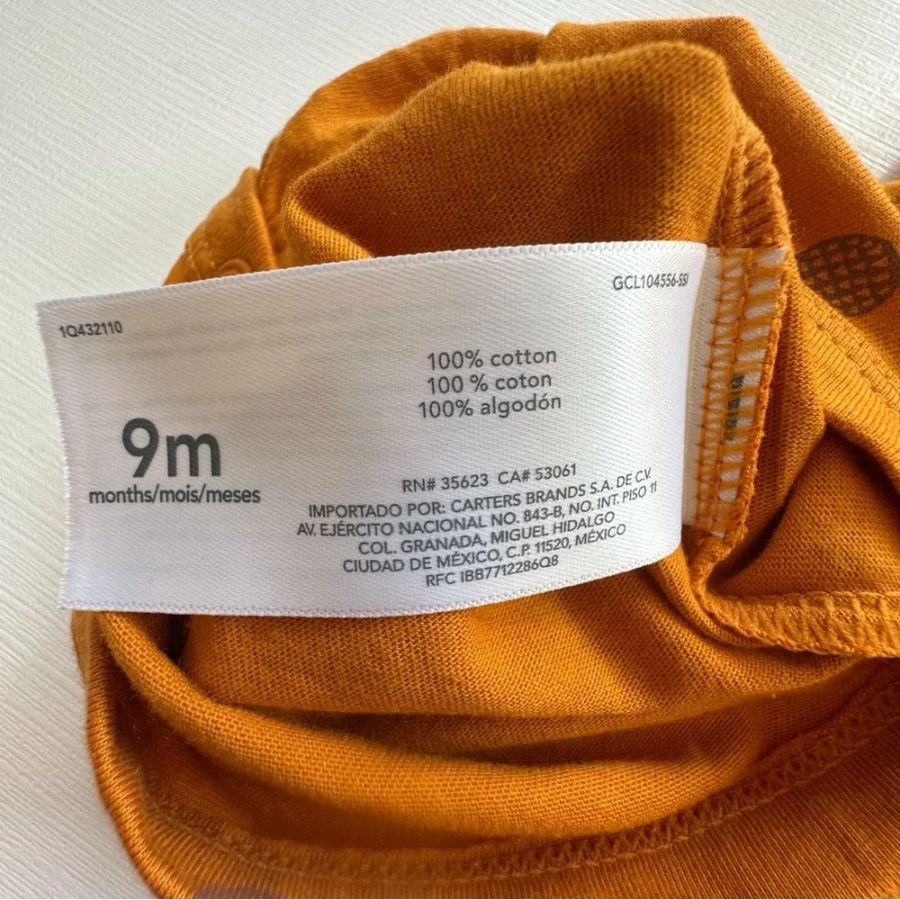 Carters‎ Two Piece Orange Pineapple Bodysuit Shorts Outfit Baby Boy 9m NWT